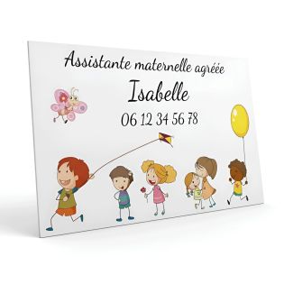 Plaque Nourrice à personnaliser pour boite aux lettres - Plaque maison assistante maternelle personnalisable - Modèle Enfants