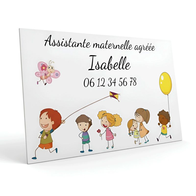 Plaque Nourrice à personnaliser pour boite aux lettres - Plaque maison assistante maternelle personnalisable - Modèle Enfants Plaque Nourrice à personnaliser pour boite aux lettres - Plaque maison assistante maternelle personnalisable - Modèle Enfants