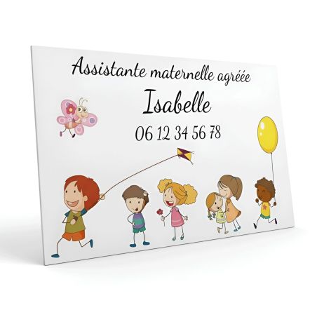 Plaque Nourrice à personnaliser pour boite aux lettres - Plaque maison assistante maternelle personnalisable - Modèle Enfants