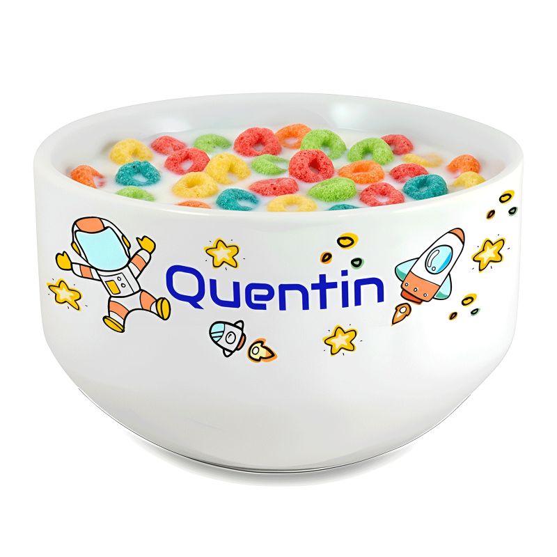 Bol petit-déjeuner enfant personnalisé prénom Astronaut - Bol céramique blanche - Décor espace ludique - 600 ml, 8x13 cm, micro- Bol petit-déjeuner enfant personnalisé prénom Astronaut - Bol céramique blanche - Décor espace ludique - 600 ml, 8x13 cm, micro-