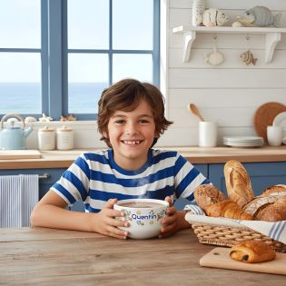 Bol petit-déjeuner enfant personnalisé prénom Astronaut - Bol céramique blanche - Décor espace ludique - 600 ml. Compatible micr