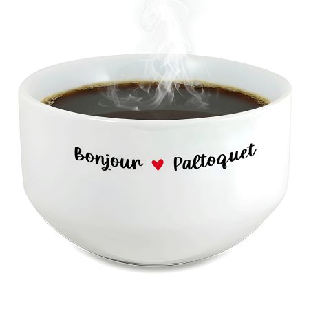 Bol petit déjeuner personnalisé céramique blanche - message humoristique ou tendre - 600 ml, micro-ondes et lave-vaisselle compa