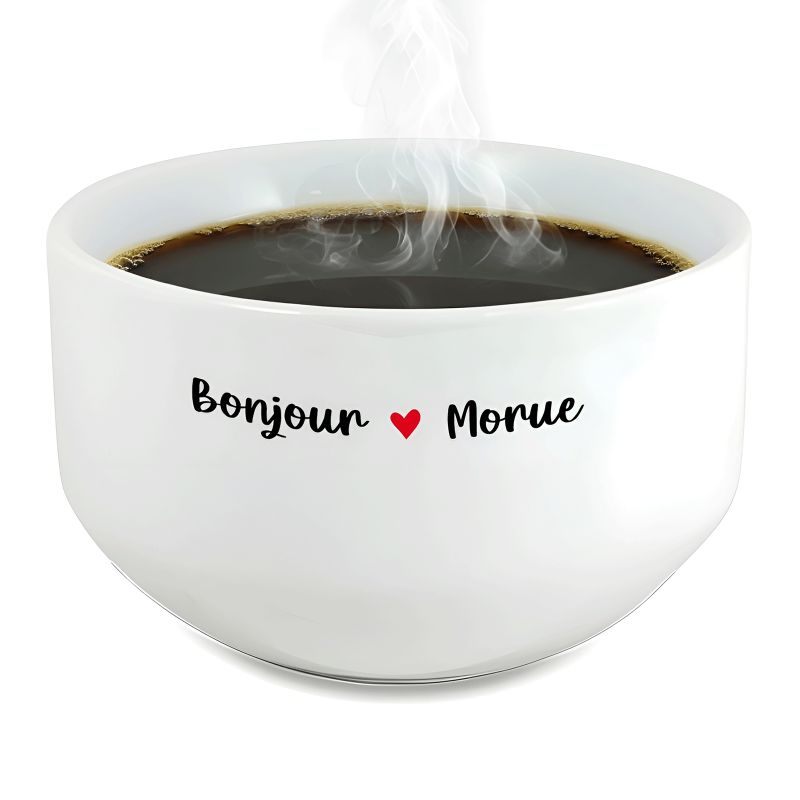 Bol petit déjeuner humoristique Bonjour Morue - Bol céramique blanc brillant - 600 ml, micro-ondes et lave-vaisselle compatibles Bol petit déjeuner humoristique Bonjour Morue - Bol céramique blanc brillant - 600 ml, micro-ondes et lave-vaisselle compatibles