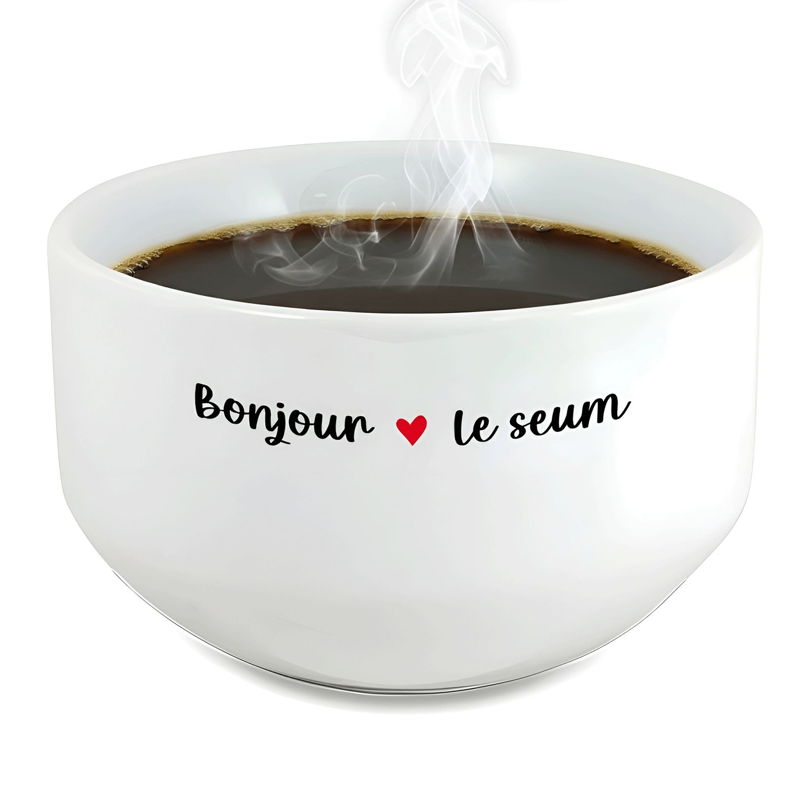 Bol petit déjeuner humoristique - Céramique blanche résistante - Design sarcastique noir et rouge - 600 ml, 13 cm diamètre, micr