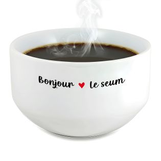 Bol petit déjeuner humoristique - Céramique blanche résistante - Design sarcastique noir et rouge - 600 ml, 13 cm diamètre, micr