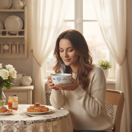 Bol petit déjeuner personnalisable Ville : Porto dans le coeur - Bol céramique blanc - 600 ml. Compatible micro-ondes et lave-va