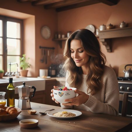 Bol petit déjeuner personnalisable Ville : Rome dans le coeur - Bol céramique blanc - 600 ml. Compatible micro-ondes et lave-vai