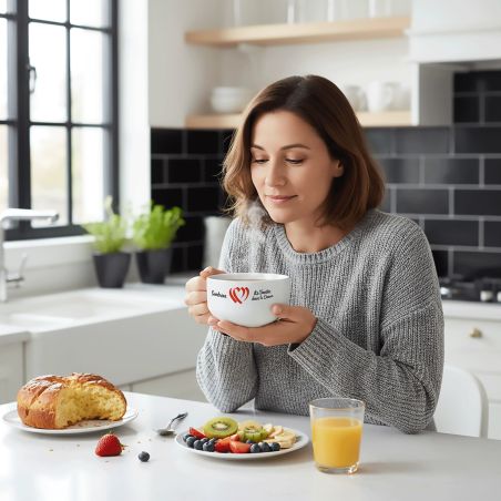 Bol petit déjeuner personnalisable Région : La Vendée dans le coeur - Bol céramique blanc - 600 ml. Compatible micro-ondes et la
