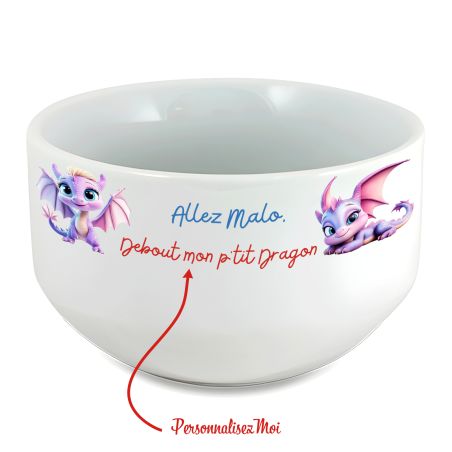 copy ofcopy ofBol petit-déjeuner enfant personnalisé prénom Astronaut - Bol céramique blanche - Décor espace ludique - 600 m