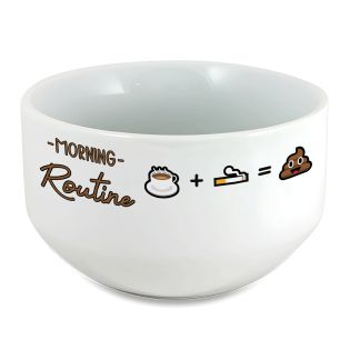 Bol petit déjeuner personnalisé céramique blanche - message humoristique Morning routine - 600 ml. Compatible micro-ondes et lav