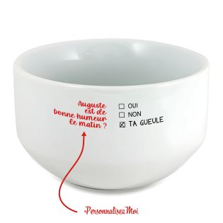 copy ofcopy ofBol petit déjeuner personnalisé céramique blanche - message humoristique ou tendre - 600 ml, micro-ondes et la