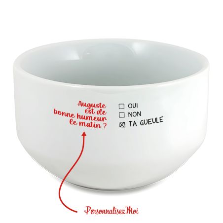copy ofcopy ofBol petit déjeuner personnalisé céramique blanche - message humoristique ou tendre - 600 ml, micro-ondes et la