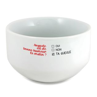 copy ofcopy ofBol petit déjeuner personnalisé céramique blanche - message humoristique ou tendre - 600 ml, micro-ondes et la