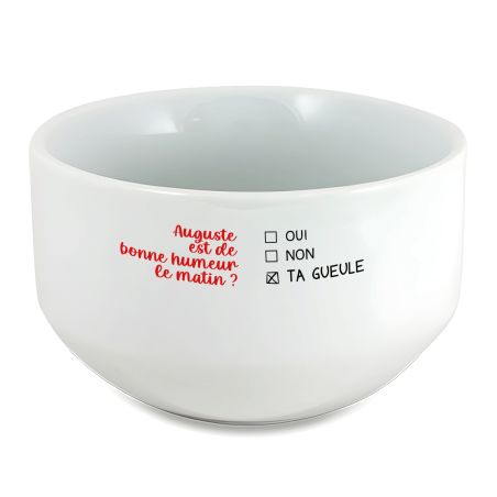 copy ofcopy ofBol petit déjeuner personnalisé céramique blanche - message humoristique ou tendre - 600 ml, micro-ondes et la