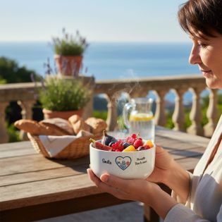 Bol petit déjeuner personnalisable Ville : Marseille dans le coeur - Bol céramique blanc - 600 ml. Compatible micro-ondes et lav