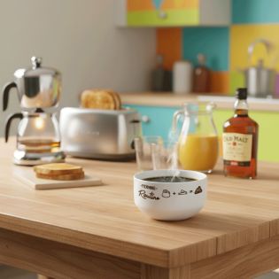 copy ofBol petit déjeuner personnalisé céramique blanche - message humoristique ou tendre - 600 ml, micro-ondes et lave-vaisse
