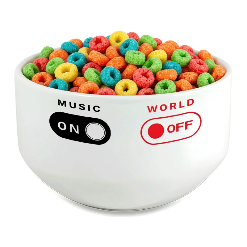 Bol petit déjeuner céramique blanche - message humoristique Music On World Off - 600 ml. Compatible micro-ondes et lave-vaissell Bol petit déjeuner céramique blanche - message humoristique Music On World Off - 600 ml. Compatible micro-ondes et lave-vaissell