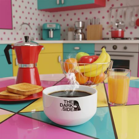 Bol petit déjeuner céramique blanche - message humoristique The Dark Side - 600 ml. Compatible micro-ondes et lave-vaisselle