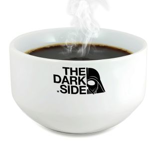 Bol petit déjeuner céramique blanche - message humoristique The Dark Side - 600 ml. Compatible micro-ondes et lave-vaisselle