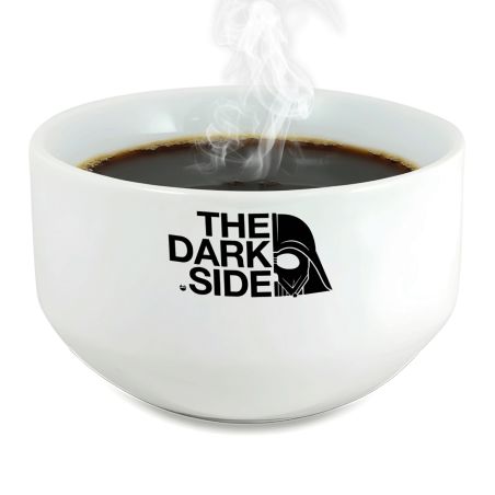Bol petit déjeuner céramique blanche - message humoristique The Dark Side - 600 ml. Compatible micro-ondes et lave-vaisselle