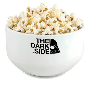 Bol petit déjeuner céramique blanche - message humoristique The Dark Side - 600 ml. Compatible micro-ondes et lave-vaisselle