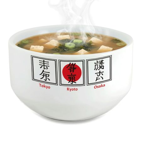 Bol petit déjeuner céramique blanche - Pays Japon Triptyque - 600 ml. Compatible micro-ondes et lave-vaisselle