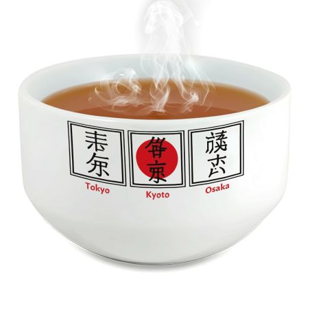 Bol petit déjeuner céramique blanche - Pays Japon Triptyque - 600 ml. Compatible micro-ondes et lave-vaisselle