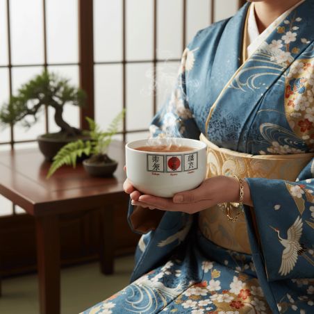 Bol petit déjeuner céramique blanche - Pays Japon Triptyque - 600 ml. Compatible micro-ondes et lave-vaisselle