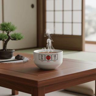 Bol petit déjeuner céramique blanche - Pays Japon Triptyque - 600 ml. Compatible micro-ondes et lave-vaisselle
