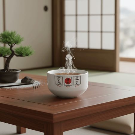 Bol petit déjeuner céramique blanche - Pays Japon Triptyque - 600 ml. Compatible micro-ondes et lave-vaisselle