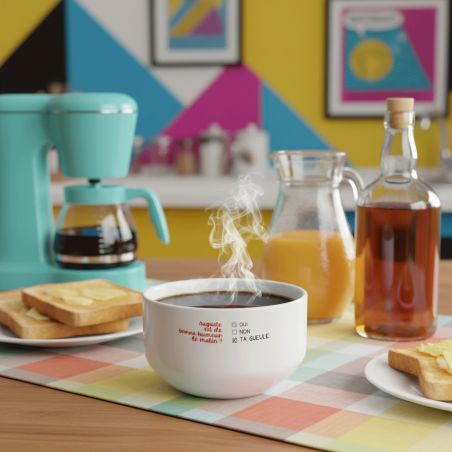 copy ofcopy ofBol petit déjeuner personnalisé céramique blanche - message humoristique ou tendre - 600 ml, micro-ondes et la