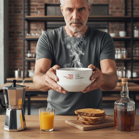 Bol petit déjeuner personnalisé céramique blanche - message humoristique Bonne humeur - 600 ml. Compatible micro-ondes et lave-v