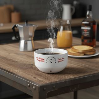 copy ofBol petit déjeuner personnalisé céramique blanche - message humoristique ou tendre - 600 ml, micro-ondes et lave-vaisse