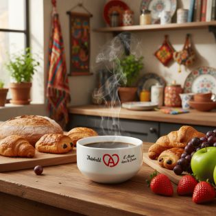 Bol petit déjeuner personnalisable Région : L'Alsace dans le coeur - Bol céramique blanc - 600 ml. Compatible micro-ondes et lav