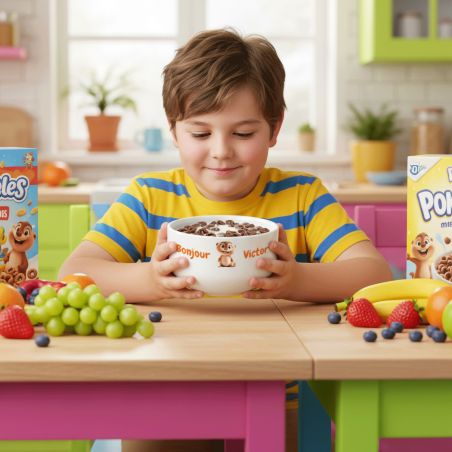 Bol petit déjeuner enfant personnalisé céramique blanche - Marmotte mignonne - 600 ml compatible micro-ondes et lave-vaisselle