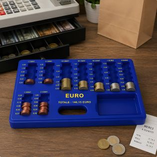 Distributeur de pièces Euro carré – Compteur et rangement monétaire pratique