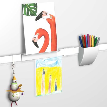 Support Clip blanc Artiteq – Lot de 4 tablettes pour Info Rail