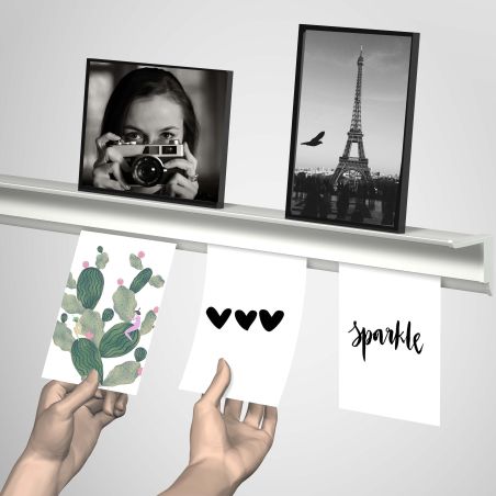 Info Rail + blanc Artiteq 200 cm – Rail d’affichage avec tablette intégrée
