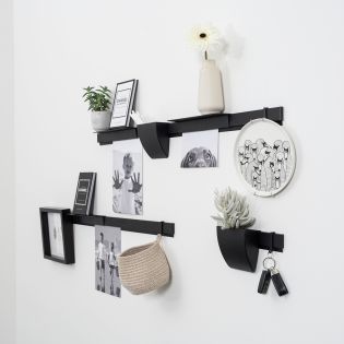 Info Rail Variation Set noir Artiteq – Kit mural avec rails, tablettes et rangement