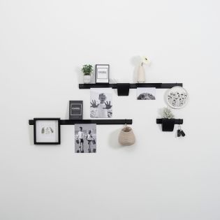 Info Rail Variation Set noir Artiteq – Kit mural avec rails, tablettes et rangement
