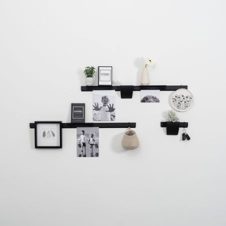 Info Rail Variation Set noir Artiteq – Kit mural avec rails, tablettes et rangement