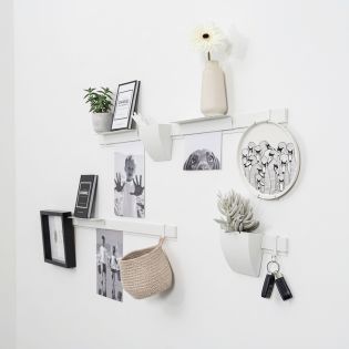 Info Rail Variation Set blanc Artiteq – Kit mural avec rails, tablettes et rangements