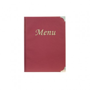 Lot De 10 Protège-Menus Risto A5 Bordeaux - Hôtel/Restaurant/Café - PVC Nettoyable - 4 Inserts