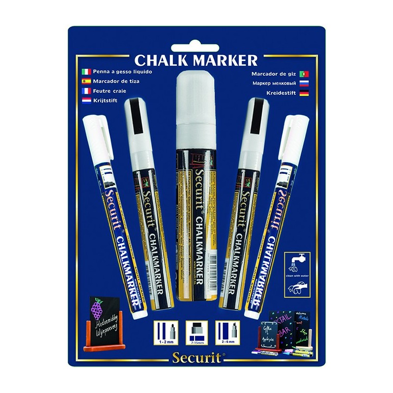 Mix 5 Feutres craie blanc 