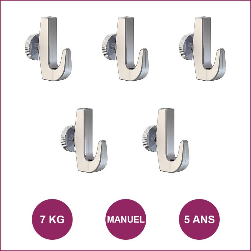Set Wavy Large - 5 crochets de garage pour charges lourdes, crochets
