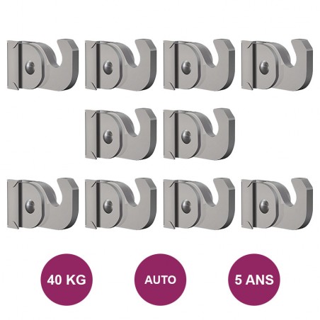 Lot de 10 crochets 40kg auto bloquant tige 4x4mm