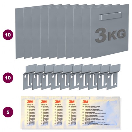 Boite 10 attaches adhésives Dibond 70 x 70 mm : max 3 kg