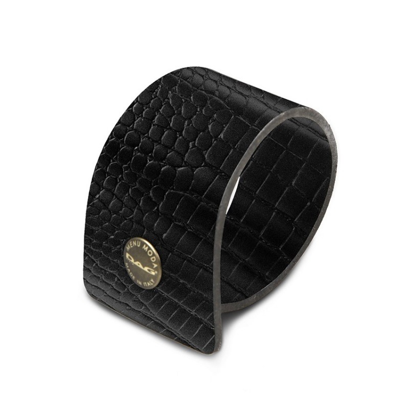 10 ronds de serviette Fashion noir aspect crocodile