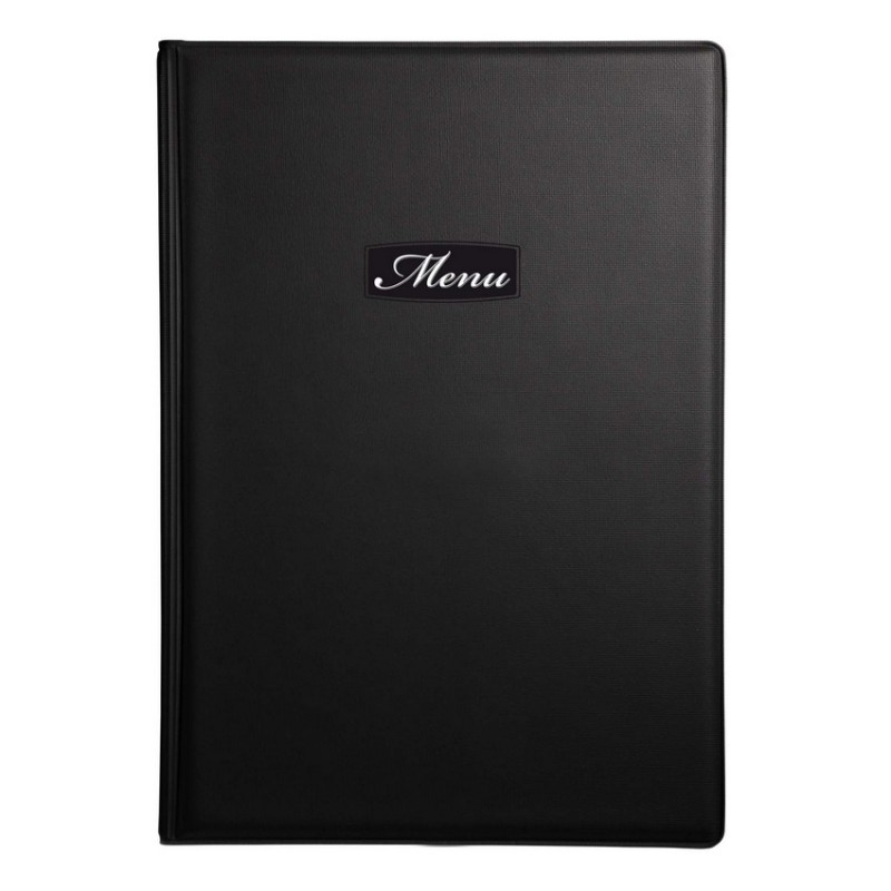 Protège-menu A4 noir Toscana pour hôtel - restaurant Protège-menu A4 noir Toscana pour hôtel - restaurant