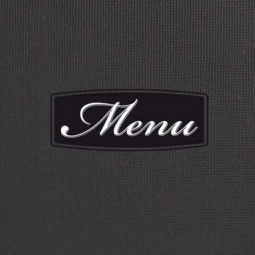 Protège-menu A4 noir personnalisable pour hôtel - restaurant